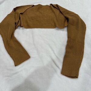 Brown Ribbed Knit Shrug